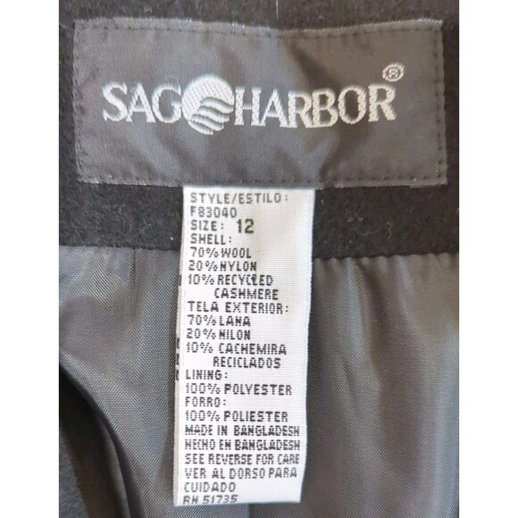 New Sag Harbor Womens Blazer Black Wool Nylon Cashmere One Button Sz 12 Jacket - Picture 8 of 9